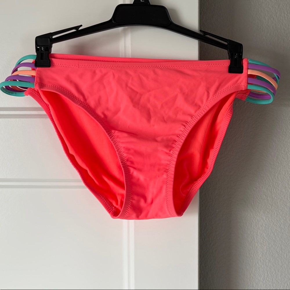Xhilaration XL Coral Bikini Bottom with Multicolor Straps